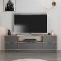 Comoda TV, Minerva, Elina, 180x57x35 cm, PAL, Nuc / Antracit