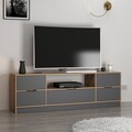 Comoda TV, Minerva, Elina, 180x57x35 cm, PAL, Nuc / Antracit