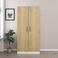 Dulap pentru haine, Minerva, Kale Walnut, 90x210x52 cm, PAL, Maro
