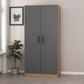 Dulap pentru haine, Minerva, Kale Anthracite Oak, 90x210x52 cm, PAL, Antracit / Stejar