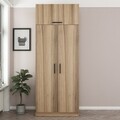 Dulap pentru haine, Minerva, Kale Oak, 90x255x52 cm, PAL, Stejar