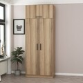 Dulap pentru haine, Minerva, Kale Oak, 90x255x52 cm, PAL, Stejar