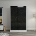 Dulap pentru haine, Minerva, Kale White Stone, 120x190x60 cm, PAL, Alb / Piatra