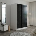 Dulap pentru haine, Minerva, Kale White Stone, 120x190x60 cm, PAL, Alb / Piatra