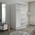 Dulap pentru haine, Minerva, Kale White Stone, 120x190x60 cm, PAL, Alb / Piatra