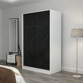 Dulap pentru haine, Minerva, Kale White Stone, 120x190x60 cm, PAL, Alb / Piatra