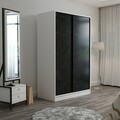 Dulap pentru haine, Minerva, Kale White Stone, 120x210x60 cm, PAL, Alb / Piatra