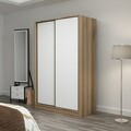 Dulap pentru haine, Minerva, Kale White Oak, 120x210x60 cm, PAL, Alb / Stejar