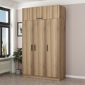 Dulap pentru haine, Minerva, Minar 3 Kapak 2 Çekmece 255, 135x255x52 cm, PAL, Dore