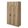 Dulap pentru haine, Minerva, Minar 3 Kapak 2 Çekmece 255, 135x255x52 cm, PAL, Dore