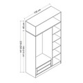 Dulap pentru haine, Minerva, Minar 3 Kapak 2 Çekmece 255, 135x255x52 cm, PAL, Dore