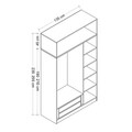 Dulap pentru haine, Minerva, Minar 3 Mebran Kapak 2 Çekmece 255, 135x255x52 cm, PAL, Alb