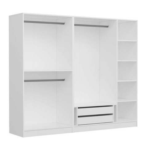 Dulap pentru haine, Minerva, Kale Country, 225x210x52 cm, PAL, Alb