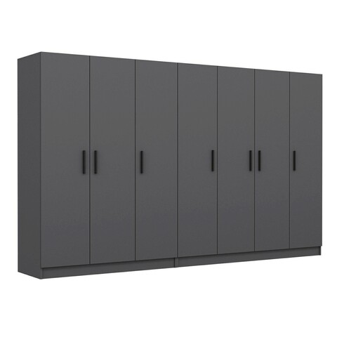 Dulap pentru haine, Minerva, Kale, 315x210x52 cm, PAL, Antracit