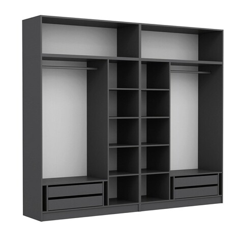 Dulap pentru haine, Minerva, Kale, 270x235x52 cm, PAL, Antracit