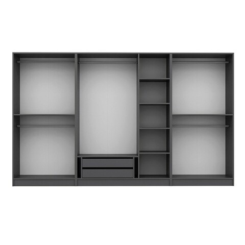 Dulap pentru haine, Minerva, Kale Plus, 315x210x52 cm, PAL, Antracit