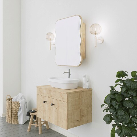 Dulap de baie, Neostill, Day Dream, 12x45x50 cm, Carton presat, Stejar