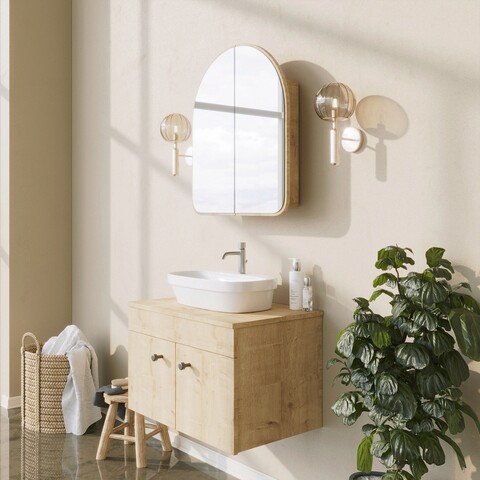 Dulap de baie, Neostill, Hope Cabinet, 12x45x50 cm, Carton presat, Bej