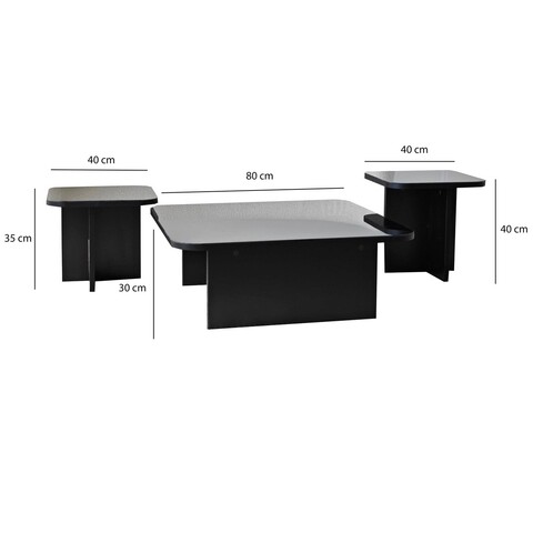 Set masute de cafea, Neostill, Jazz, PAL, Negru / Fume