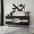 Consola, Neostill, Milan, 180x80x40 cm, PAL, Negru / Fume