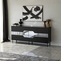 Consola, Neostill, Milan, 180x80x40 cm, PAL, Negru / Fume