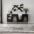 Consola, Neostill, Venice, 180x80x40 cm, PAL, Negru / Fume