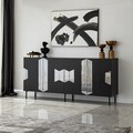 Consola, Neostill, Vienna, 180x80x40 cm, PAL, Negru / Fume