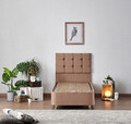 Saltea single, Base & Headboard, Niron, Latte, 80x38x180 cm, Cadru: OȚEL, Maro deschis