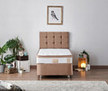 Saltea single, Base & Headboard, Niron, Latte, 90x38x190 cm, Cadru: OȚEL, Maro deschis