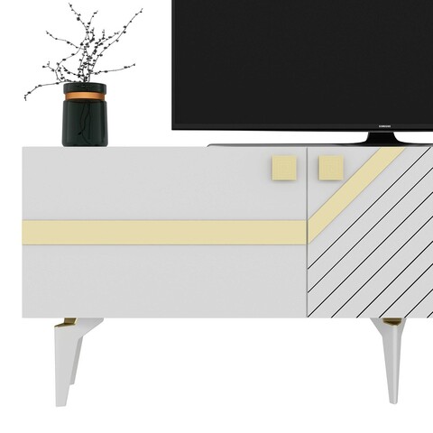 Comoda TV, Olivia, Iris, PAL , Alb/Auriu