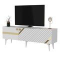 Comoda TV, Olivia, Iris, PAL , Alb/Auriu