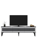 Comoda TV, Olivia, Ponny, 180x44.6x29.6 cm, PAL , Antracit / Argintiu