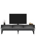 Comoda TV, Olivia, Ponny, 180x44.6x29.6 cm, PAL , Antracit / Argintiu