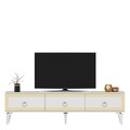 Comoda TV, Olivia, Ponny, 180x44.6x29.6 cm, PAL , Alb/Auriu