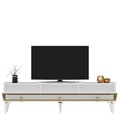Comoda TV, Olivia, Ponny, 180x44.6x29.6 cm, PAL , Alb/Auriu
