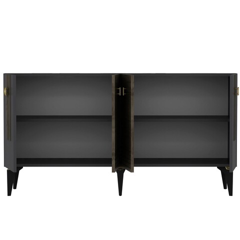 Consola, Olivia, Luna, 150x40x79 cm, PAL , Antracit / Nuc