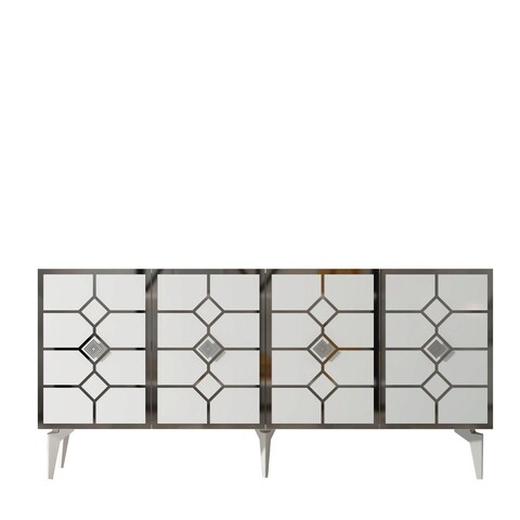 Consola, Olivia, Cagla, 150x40x79 cm, PAL , Alb / Argintiu