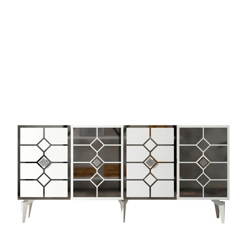 Consola, Olivia, Irmak, 150x40x79 cm, PAL , Alb / Argintiu