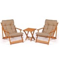 Set mobilier de gradina 3 piese, Meya Dekor, My007, Lemn de fag, Maro / Natural