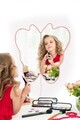Oglinda cu Iluminare Led, Mirrorland, Butterfly Silver, Oglinda acrilica;MDF, Roz
