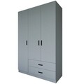 Dulap pentru haine, Miwood, Yaman Luna 1600-037, 120x181x45 cm, PAL, Gri