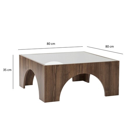 Masuta de cafea, Neostill, Seine, 80x35x80 cm, Sticla temperata, Nuc / Gri închis