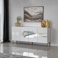 Consola, Neostill, Milan, 180x80x40 cm, PAL, Alb/Auriu