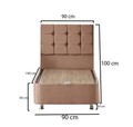 Saltea single, Base & Headboard, Niron, Helen, 90x38x190 cm, Cadru: OȚEL, Maro deschis