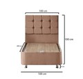 Saltea single, Base & Headboard, Niron, Helen, 100x38x200 cm, Cadru: OȚEL, Maro deschis