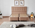 Saltea dubla, Base & Headboard, Niron, Latte, 140x38x190 cm, Cadru: OȚEL, Maro deschis