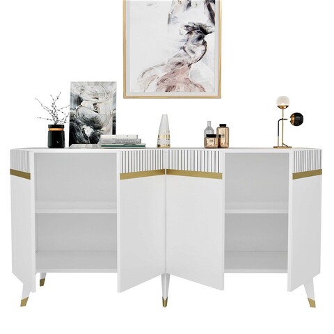 Consola, Olivia, Defne, 150x80x40 cm, PAL , Alb/Auriu