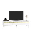 Set mobilier living, Olivia, Defne, PAL , Alb/Auriu