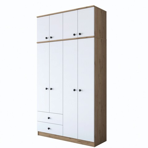 Dulap pentru haine, Rani, BA121, 120x216 cm, PAL, Nuc/Alb