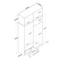 Dulap pentru haine, Rani, BA121, 120x216 cm, PAL, Nuc/Alb